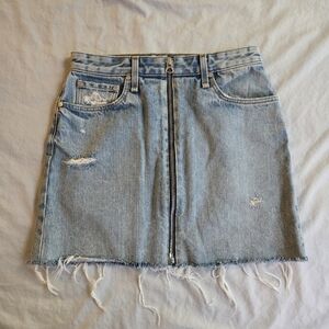 Rag & Bone W25 Anna Light Denim Mini Skirt raw hem and front zipper